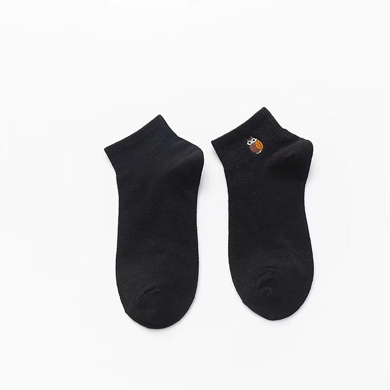 10 Pairs Women Embroidered Animal Cotton Socks Cute Cartoon Patterns Soft Comfortable Sweat Absorbing Breathable Casual Socks