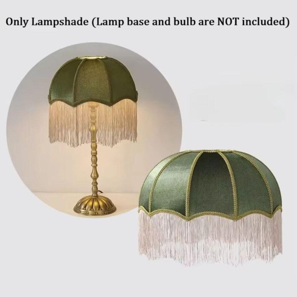 20CM 25CM 30CM Fabric Lampshade European-style Retro Lampshade Tassels E27 Lampshade Bedside Lamp