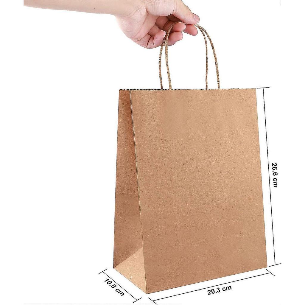 25 gift bags 8 inches x 4.2 inches x 10.6 inches kraft paper bags with handles thick kraft paper bags brown paper bags