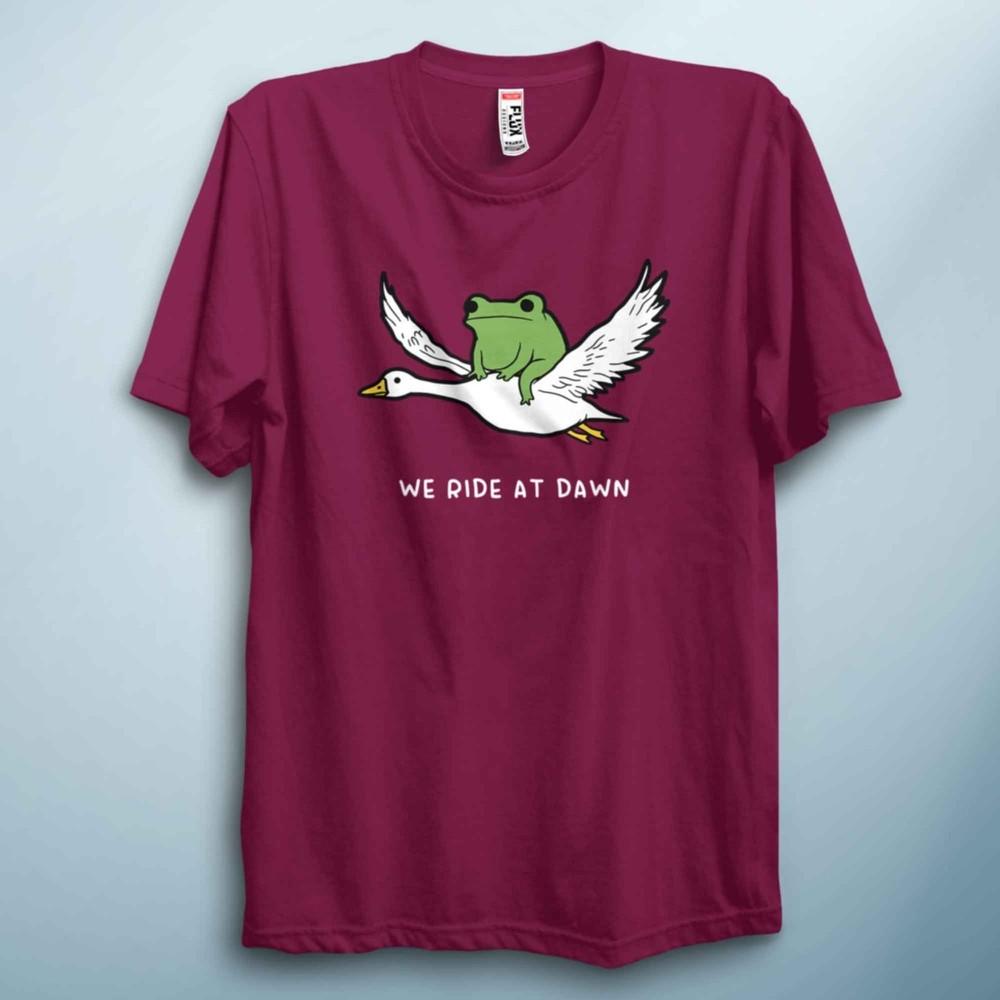 Funny Frog T Shirt We Ride At Dawn Cute Meme Shirt