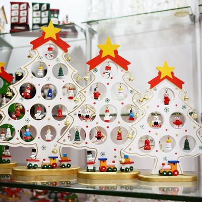 Adorno de Escritorio de Árbol de Navidad de Madera DIY Mini Decoraciones de Árbol de Navidad Adorno para Escaparate adornos navideños