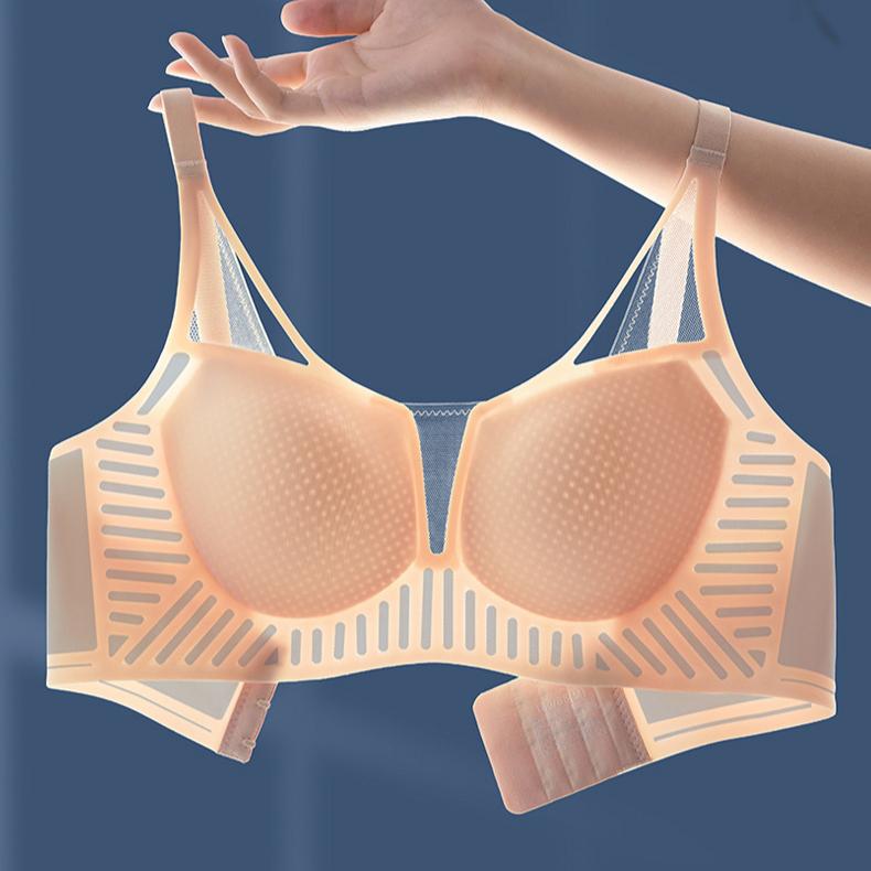 Deep V-shaped Mesh Bra Women's Thin Seamless Underwear Breathable Bra Sexy Bra Push Up Bra