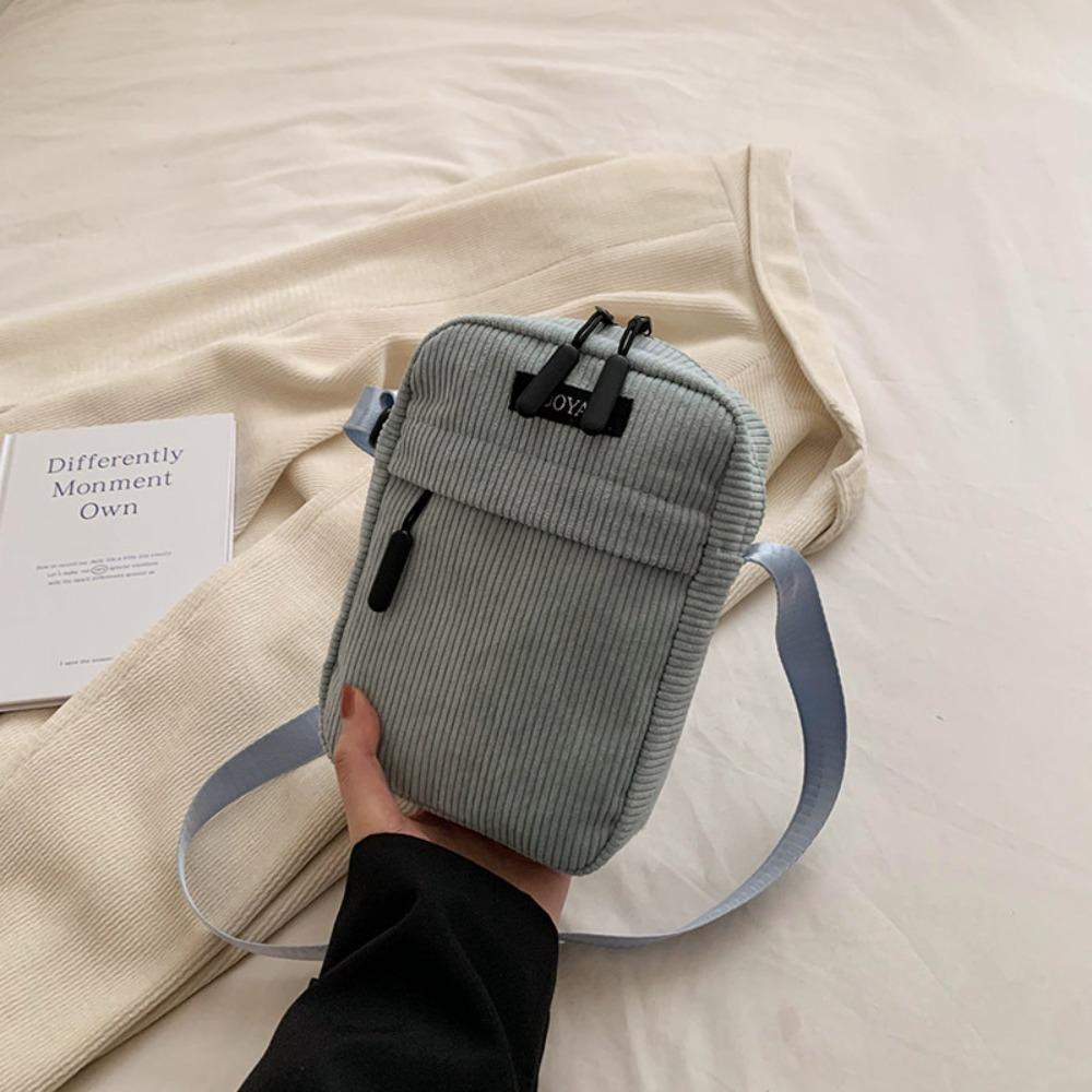 Corduroy Women's Crossbody Bag Casual Sports Student Mobile Phone Small Shoulder Bag Solid Color Female Handbag Fashion New