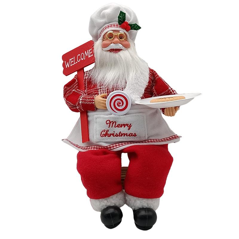 Santa Claus Seated Figurine Christmas Scene Doll Decorations Holiday Gift