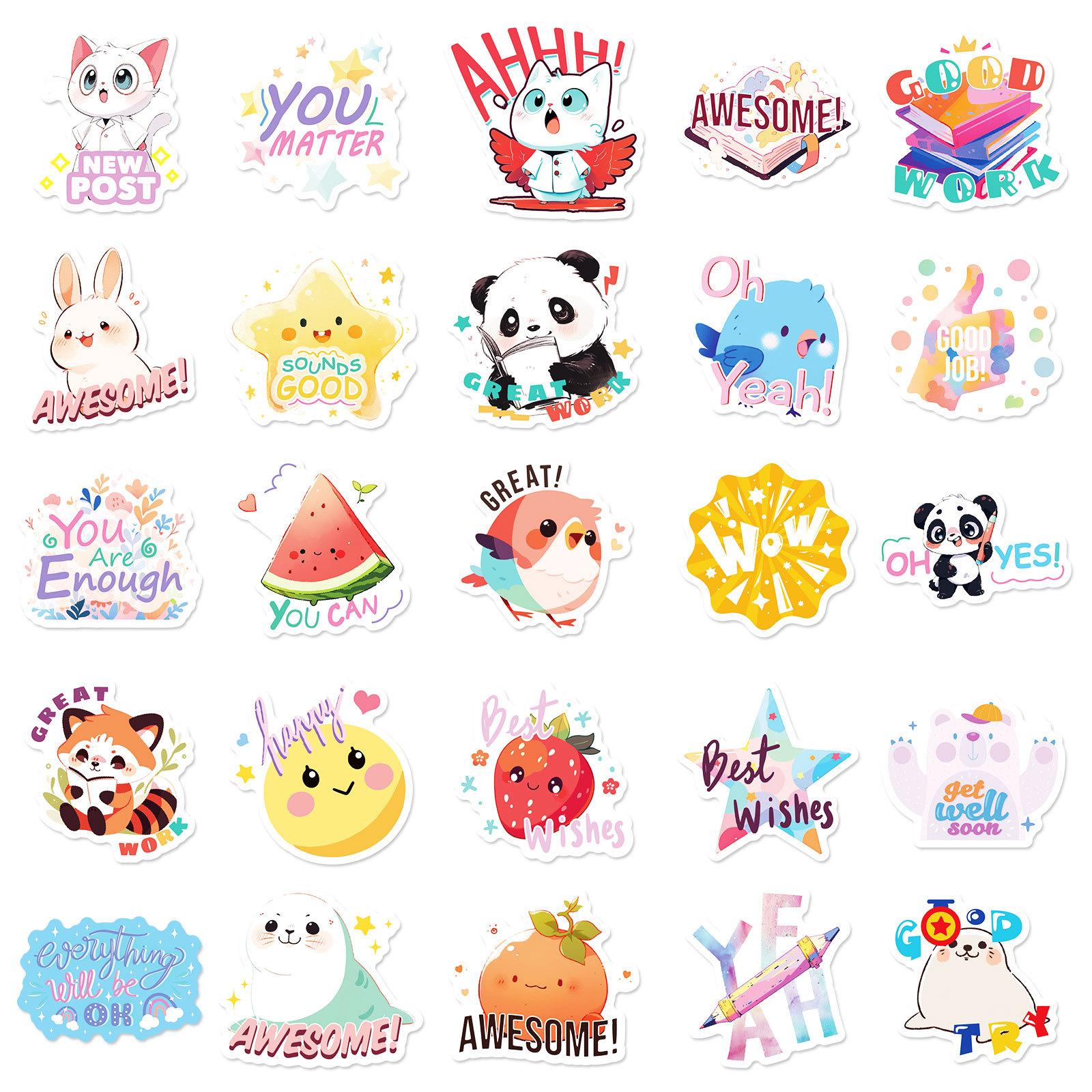 

50 Милых Мультяшных Графических Текстов в Сочетании со Стикерами для Награждения Студентов Микс и Матч Стикеры