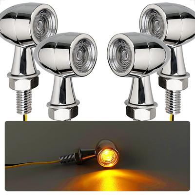 Motorcycle LED Turn Signal, 12 V, Cannonball Type, Chrome Plated, High Brightness Direction