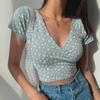 Women's 2024 Summer Retro Floral V-Neck Crop Top
