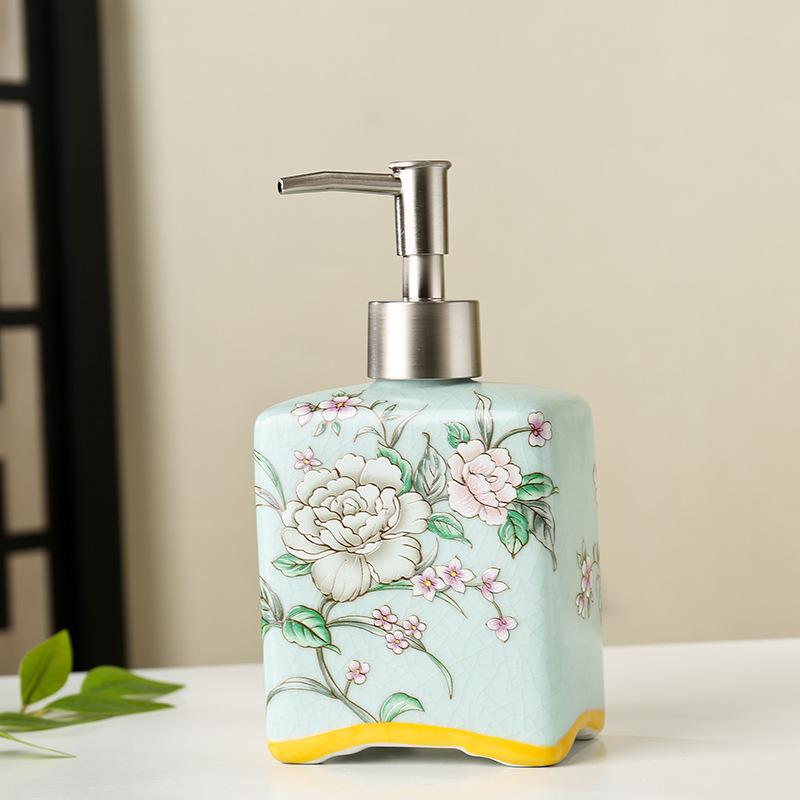 410ml   soap dispenser ceramic lotion bottle for hand soap hotel shampoo and body wash with a press-to-dispense design