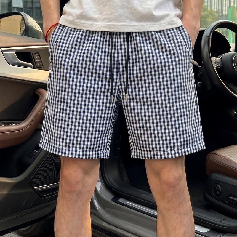 Pantaloncini Casual da Uomo a Quadri, Vita Elastica con Coulisse, Leggeri da Spiaggia Estivi (M-5XL)