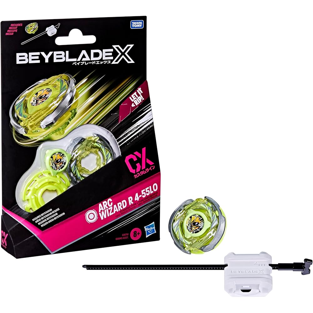 Takara Tomy Beyblade X Arc Wizard R 4-55LO CX Starter Pack Set Stamina Type Top and Launcher Battle Top Game Toy for Kids 8+