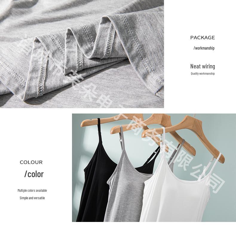 Modal Padded Cup Nightgown for Women - Five-Finger Cup Camisole, No Bra, Home and Outdoor Long Dress