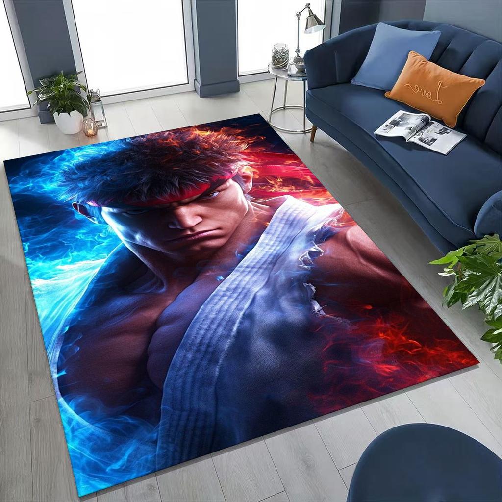 Retro Street Fighter 6 Characters Game Chun-Li Cartoon Rug for Bedroom Living Room Sofa Home Doormat Decor,Non-slip Floor Mat