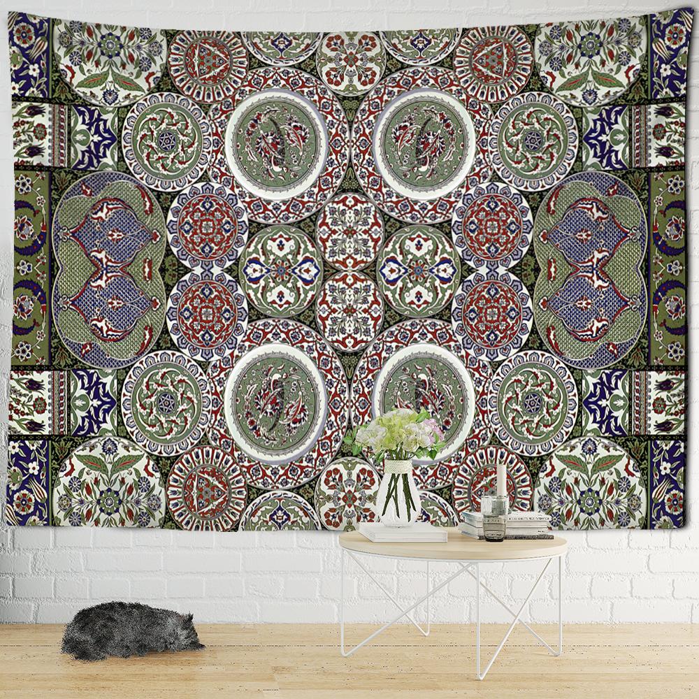 Disc Ornament Pattern Tapestry Psychedelic Witchcraft Boho Aesthetic Room Art Wall Hanging Bedroom Decor