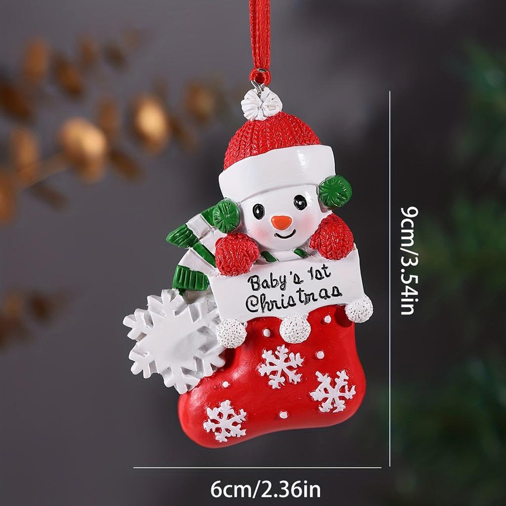 1Pc Resin Christmas Hanging Ornament, Engraved with the English Text "Baby's First Christmas", Personalized Christmas Decoration, Christmas