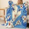Printed Flannel Fleece Blanket, Cat & Floral Pattern, Soft Warm Skin-friendly Throw, Cozy for Napping, Home, Dorm, Great for Christmas & Halloween