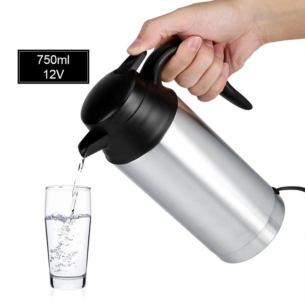12V 750ml Elektrisk bilkittel i rostfritt stål Värmekopp Kaffemugg Resevattenflaska