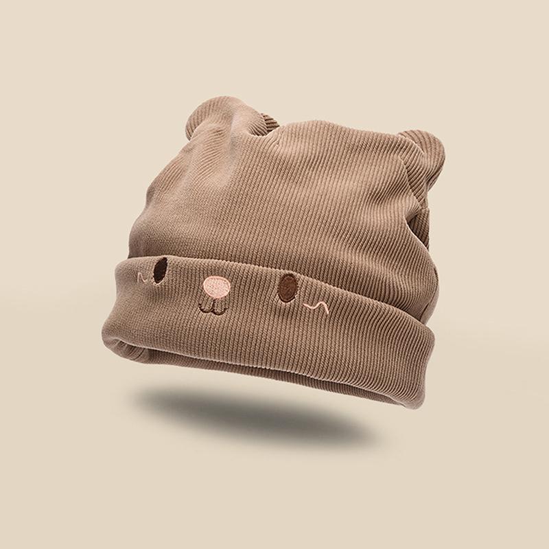 

Милая вязаная шапка с вышивкой кота, уличная теплая защита ушей, шерстяная шапка с кошачьими ушками, холодная шапка на голову, уличные шапки, кепка, пенни-кепка хаки