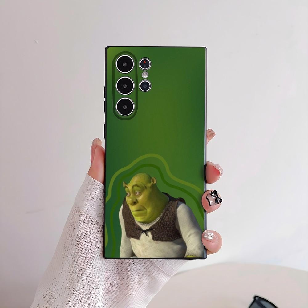Cartoon S-Shrek Funny Phone Case For Samsung Galaxy S25 S24 S22 S23 Ultra S21 S20 Plus 5G Frosted Non-Slip Full Cover Soft Case samsungS24