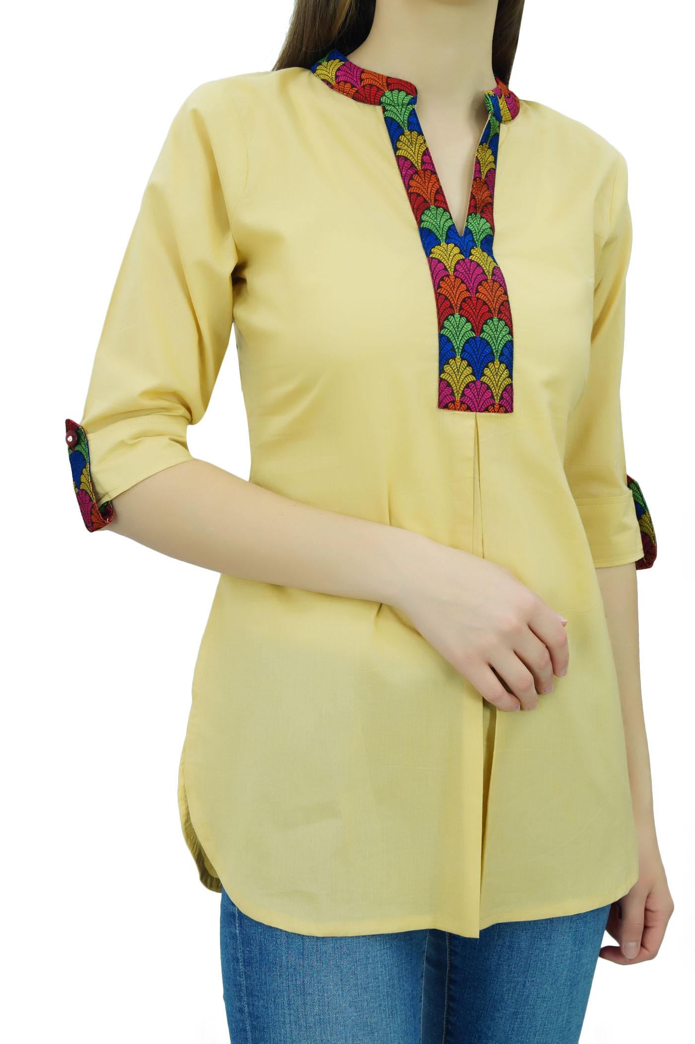 

Phagun Indian Ethinc Cotton Tunic Short Summer Top Casual Blouse 8 бежевий