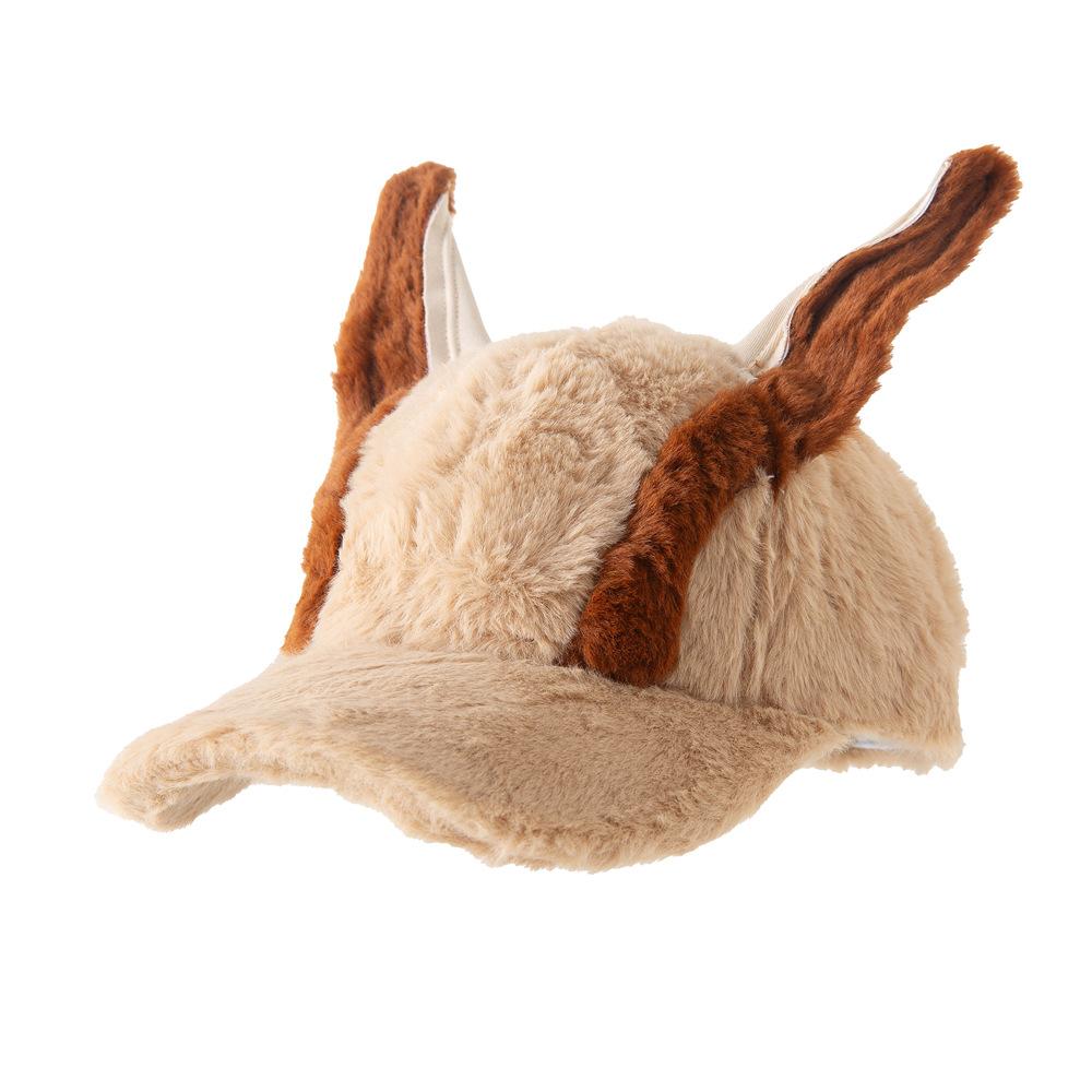

Cute autumn and winter baseball cap Doberman plush dog ears hat women s big head circumference cap thickened warm personality M（56-58cm） хакі