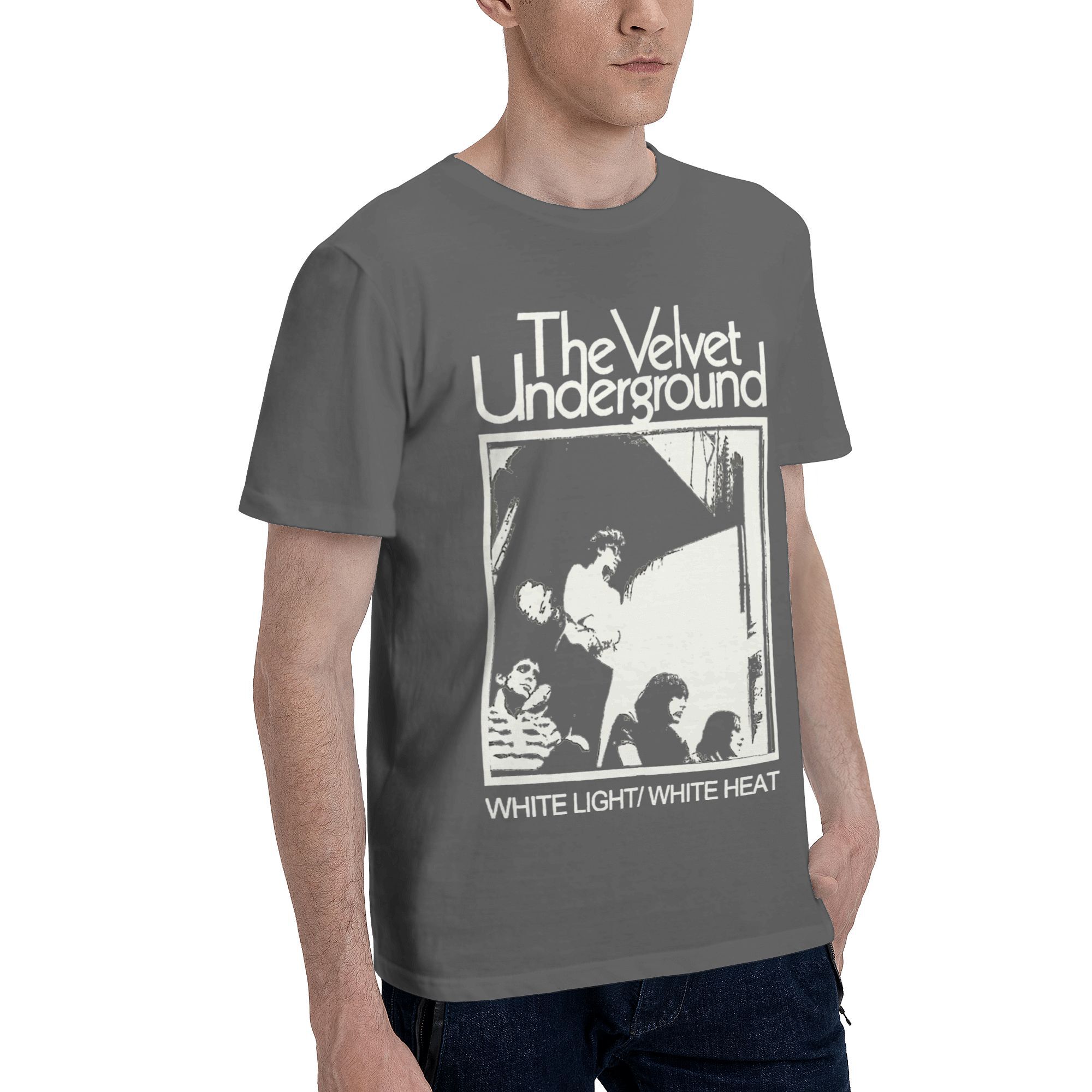 

Графический принт The Velvet Underground Band Футболка для унисекс-музыки Крутые аниме-футболки из чистого хлопка Одежда с коротким рукавом S темно-серого
