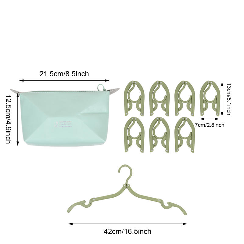8Pcs/set Foldable Hangers Universal Compact Clothes Drying Racks with Storage Pouch Travel Cruise Ship Essentials Accessories