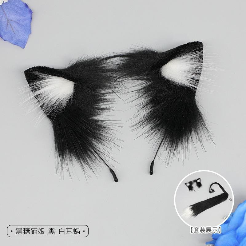Handmade Plush Simulation Cat Ear Hair Accessories Cute Kitten Headdress Cat Tail Cosplay Comics Beast Ear Beast Tail