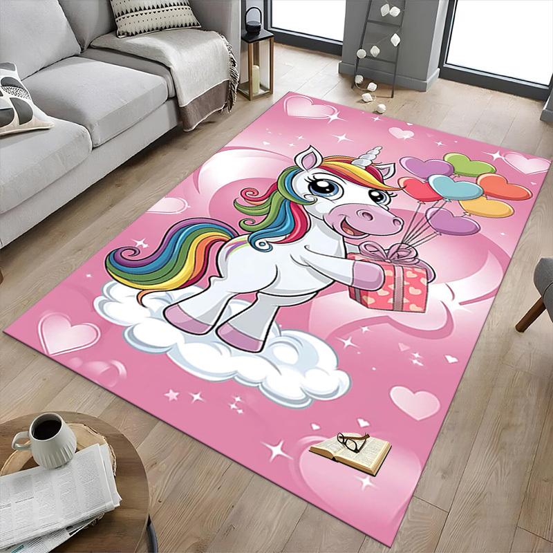 1PC Unicorn Heart Non-Slip Floor Carpet Compatible for Office&Living Room&Bedroom&Dining room - Flat - Weave Machine-S0360