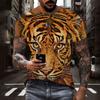 3D Animal Printing T Shirt For Men Fashion Funny Tiger Pattern Casual O-neck Short Sleeve Summer Oversized T-shirt Hip Hop Tops