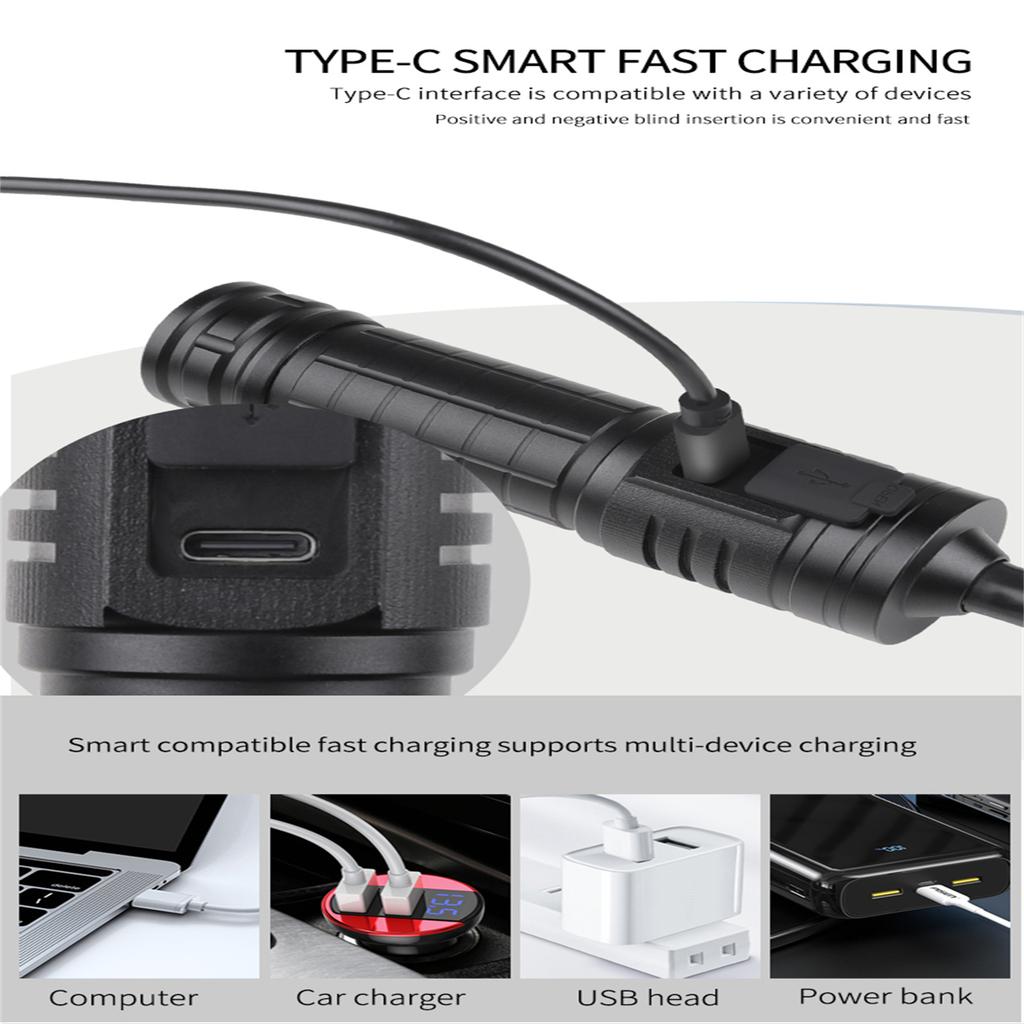 Xhp50 Mini Led Work Lights 200lm 2 Modes Zoomable Type-c Rechargeable Super Bright Flexable Bending Lamp