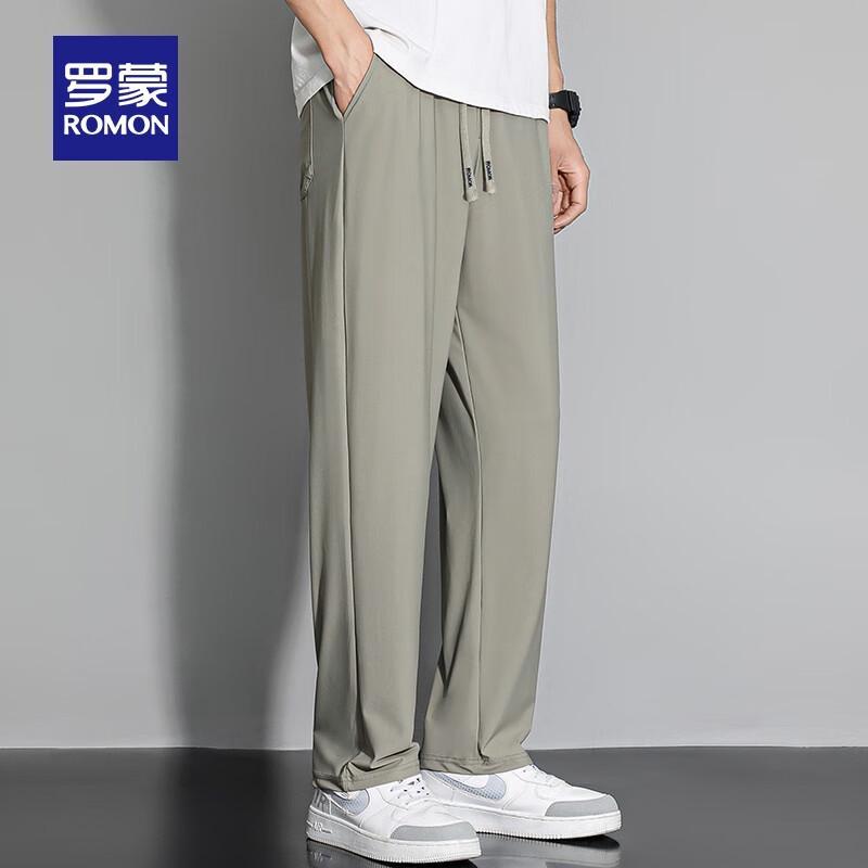 Romon Men's Ice Silk Straight Casual Pants