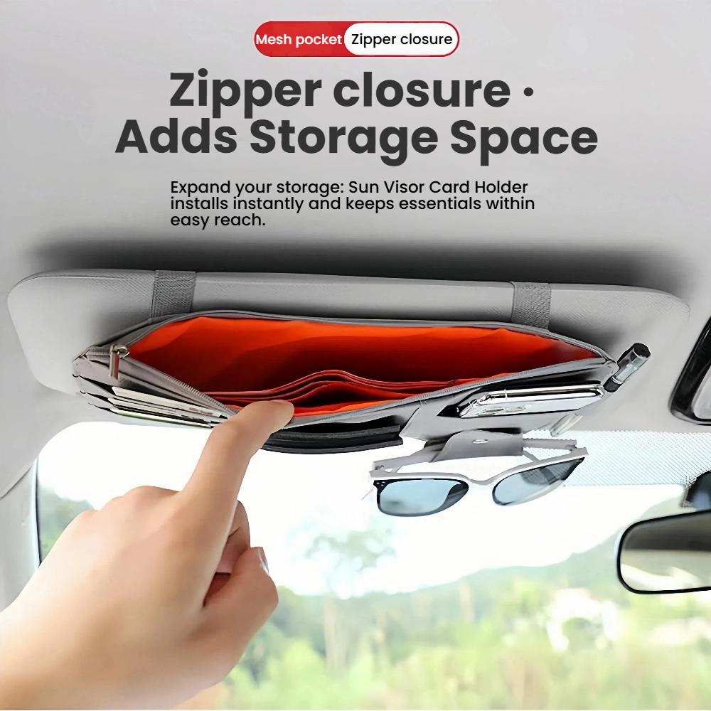 Organizator Geantă de Depozitare Parasolar Auto - Suport Esențiale Șofer pentru Carduri, Ochelari, Telefon | Design Subțire, Instalare Rapidă, Potrivit Tuturor
