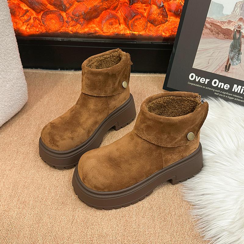 Women's thick-soled winter lightweight warm one-step padded snow boots non-slip wear-resistant casual sneakers plush Martin cotton boots