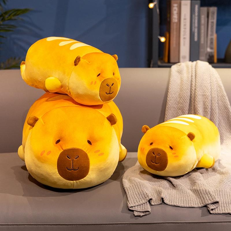 Non-Toxic Cuddly Bread Capybara Plush Toy Stuffed Doll Long Sleep Pillow Sofa Cushion Soft Gift Valentine Birthday