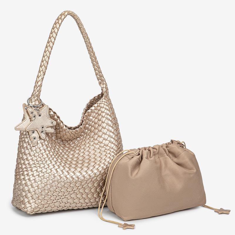 Pure Hand-woven Bag Medium Large Capacity Mother and Child Tote Bag Commuter Simple Underarm Shoulder Bag