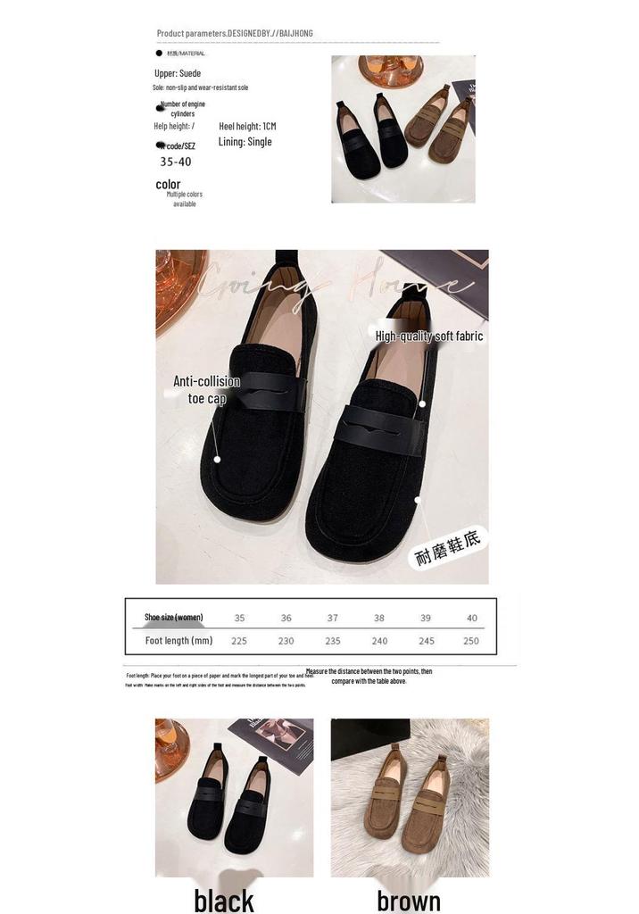 Non-slip Slip-On Leather Loafers for Wide Feet Women, Spring-Summer 2024 Collection