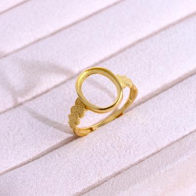 Gold-Plated S925 Silver Open Oval Ring with Bar Design