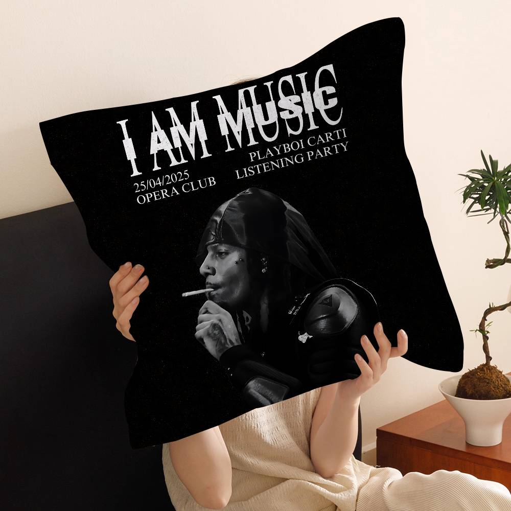 Hip Hop Playboi Carti I Am Music Personalized Pillow Cover Kids Bedroom Wild Party Decor Pillowcase Kid Birthday Shower Gift