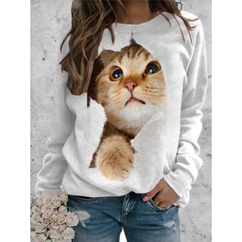 Hanorac Drăguț cu Imprimeu 3D Câine Hanorace Femei Modă Sweatshirt Gât Rotund Animal Hanorace Femei Paltoane Haine Pisică 3D Harajuku Toamnă