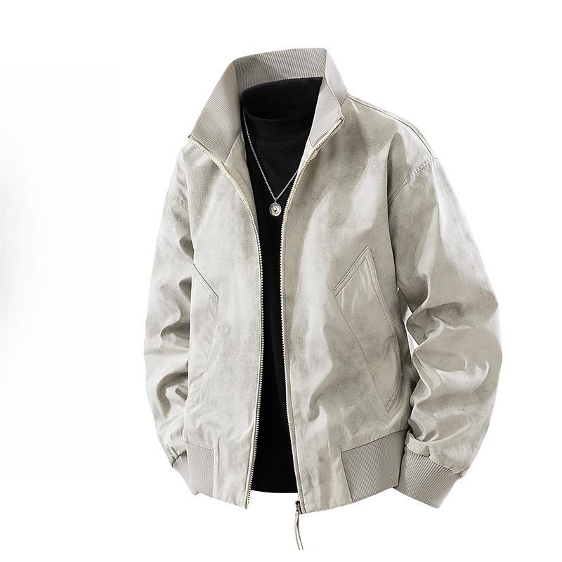 

Куртка с воротником-стойкой, мужская, новая, весенне-осенняя, свободная, ветрозащитная, универсальная куртка M хаки