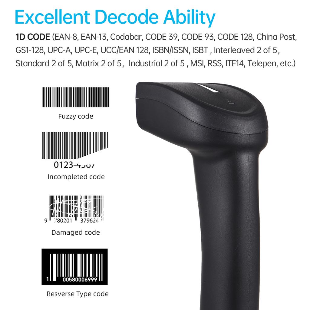 Bar Scanner USB Plug and Play Portable Handheld Bar Reader for Supermarket Retail Library