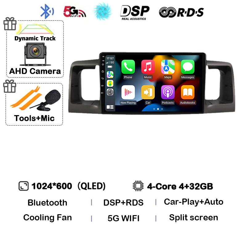 Android 14 Carplay Auto WIFI 4G Car Radio For Toyota Corolla E120 E 120 BYD F3 2007 2008 2009 2010 2011 Stereo Multimedia Player
