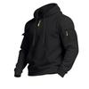 Men S Casual Fleece Lined Hooded Pullover Sweatshirt Multiple Zipper Pockets Plus Size