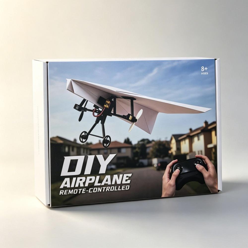 Foldable Remote Control Plane DIY Assembly Electric Aircraft Model Paper Airplane Kit Children