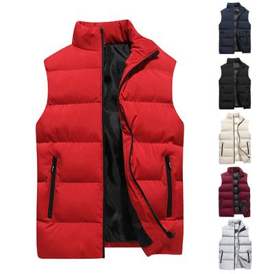 Men's Solid-color Casual Vest, Men's And Women's Zipper Stand-up Collar Thickened Warm Vest Jacket