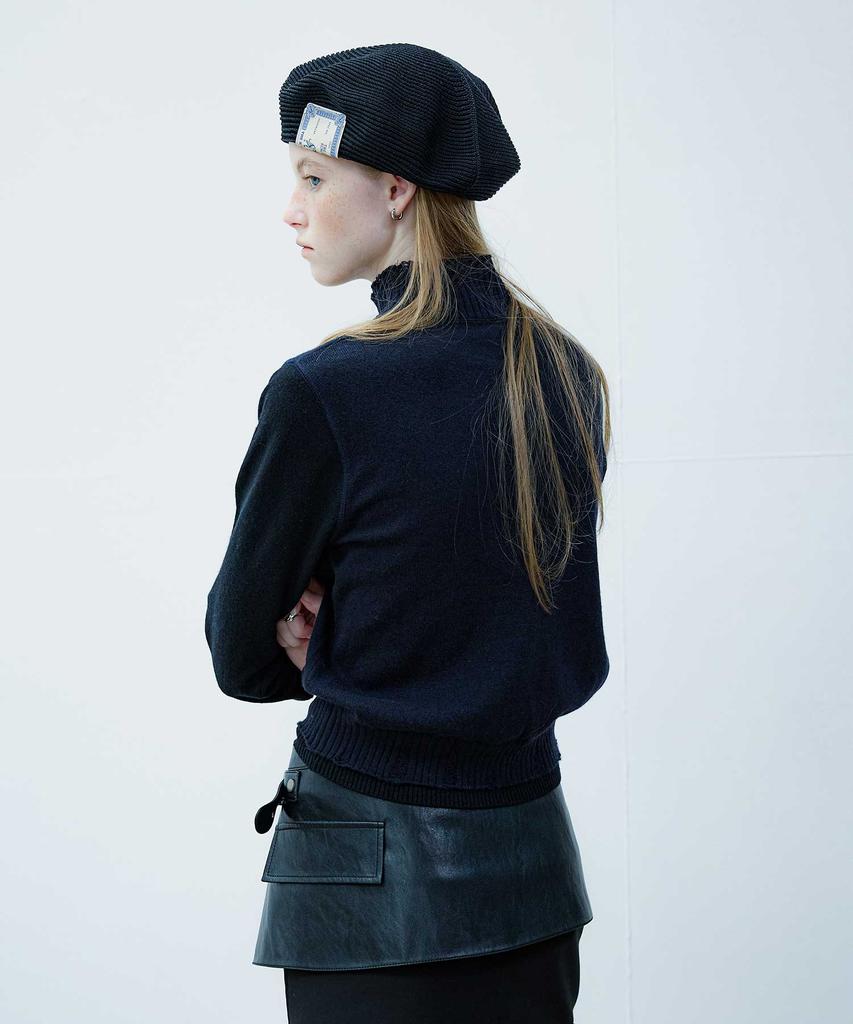 Yusentig Mock Neck Color Block Knit Pullover Ak4Ap64023