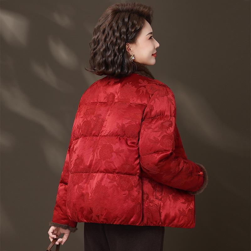 2026 Year of the Horse Benmingnian Winter Down Jacket for Middle-Aged and Elderly Women - New Chinese Style Tang Suit Outerwear