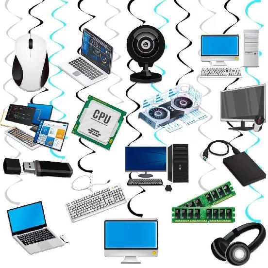 24Pcs Computer Party Hanging Swirls Computer Birthday Party Decorations Intelligence Theme Ceiling Swirl Streamers for Computer Themed Party Baby