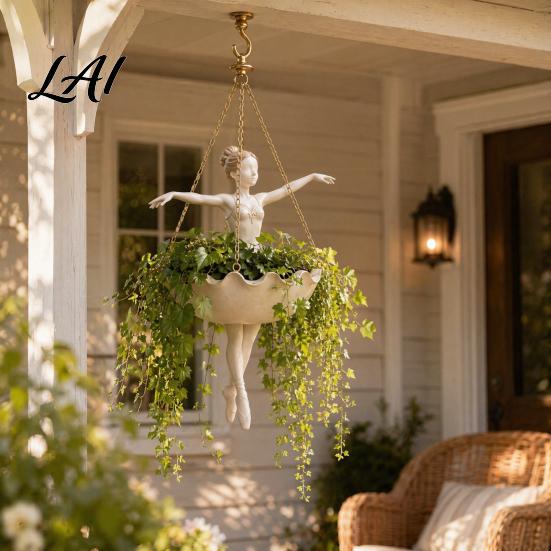 Hanging Planter Ballet Dancer Planter Decorative Flower Pot for Indoor Outdoor Garden Cute Space-saving Plant Hanger Succulents Spider Plant,
