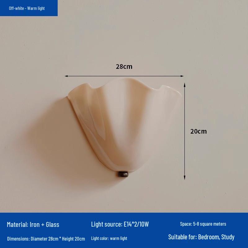 American Retro Vintage Skirt Series Glass Wall Lamp with Colored Berry and French Shell Design for Living Room or Bedside